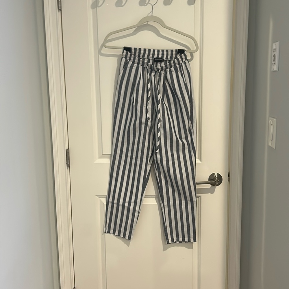 Blue and White Striped Pant